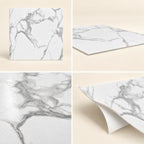 SOGA Peel & Stick Floor and Wall Tiles 30 x 30cm 10 Pack White Grey Faux Marble