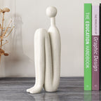 SOGA 10x28cm Ornament Modern Stickman Art Sculpture Minimalist Resin Statue Round Head for Home Decor and Bookend