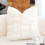 SOGA 2X 45cm Bohemian Cream Tufted Grid Pattern Decorative Throw Pillow