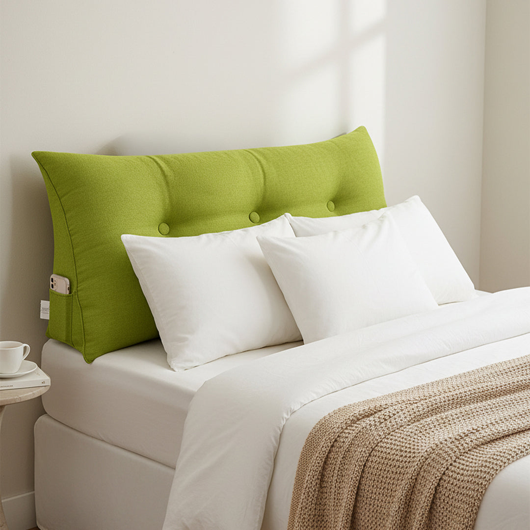 SOGA 100cm Green Triangular Wedge Bed Pillow Headboard Backrest Bedside Tatami Cushion Home Decor