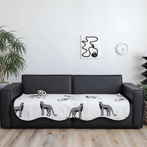 SOGA Two-Seater White Leopard Print 90x160cm Throw Blanket Sofa Cover $ 93