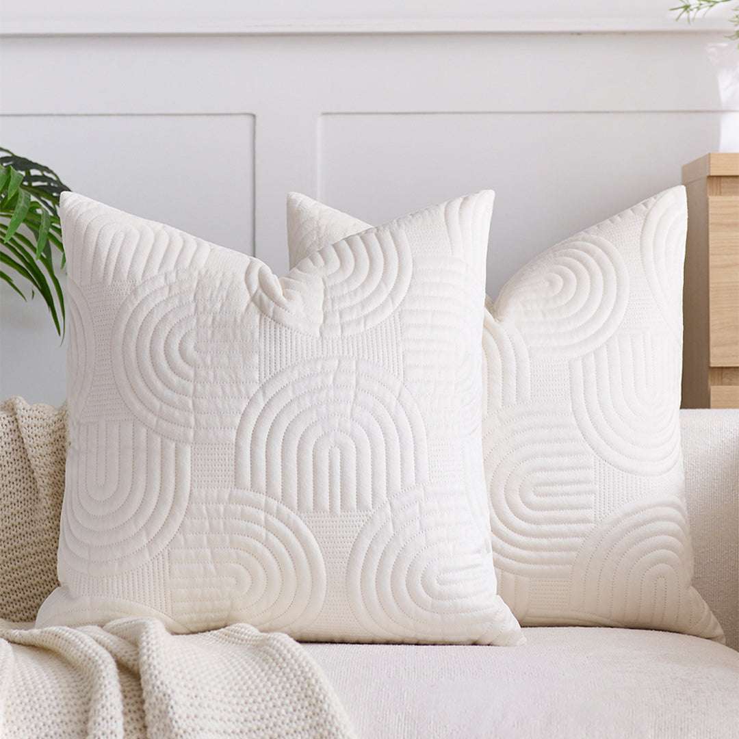 SOGA 2X 50cm White Textured Geometric Pattern Decorative Throw Pillow $ 119