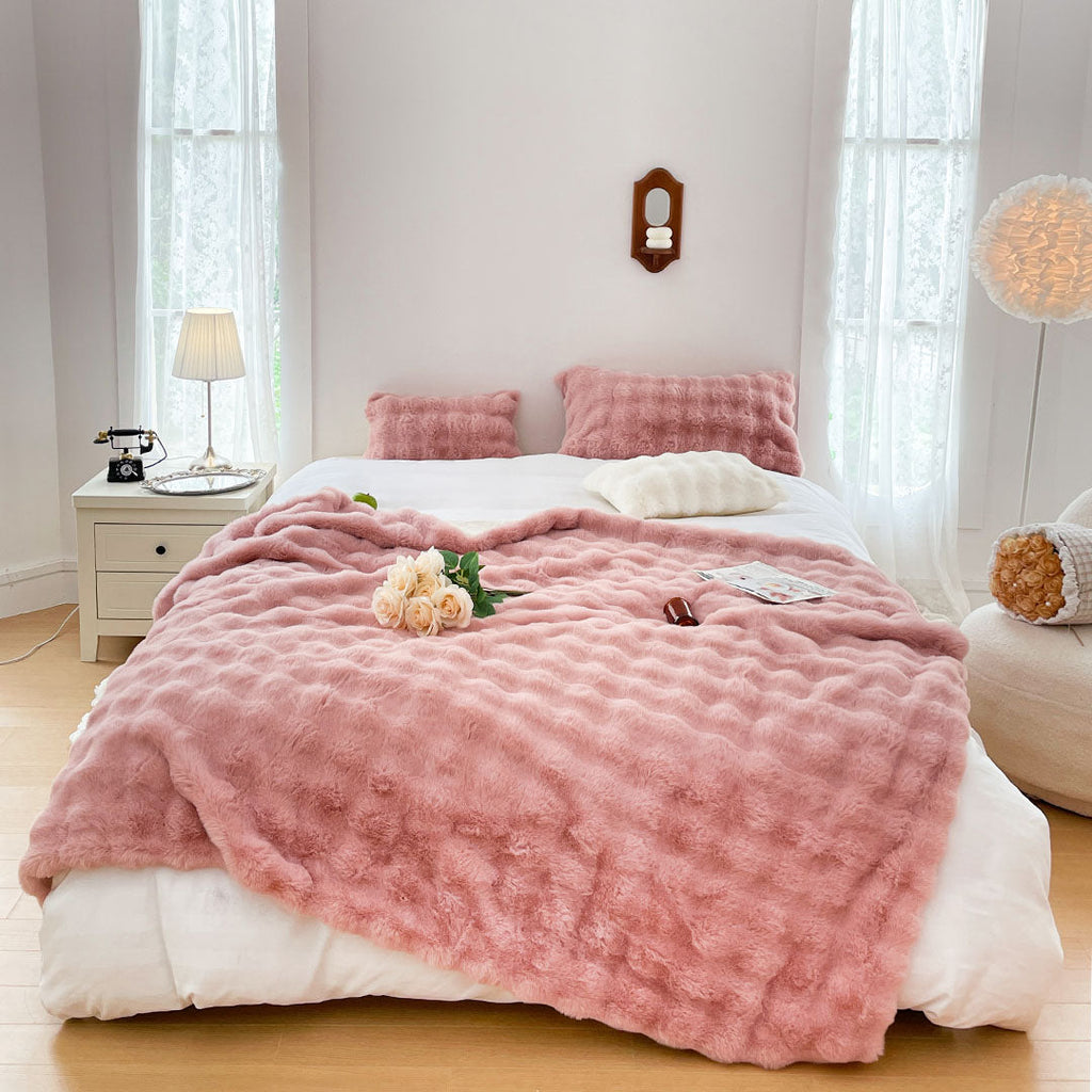 SOGA 2X 200cm Pink Fur Fuzzy Super Soft and Cozy Fluffy Throw Blanket