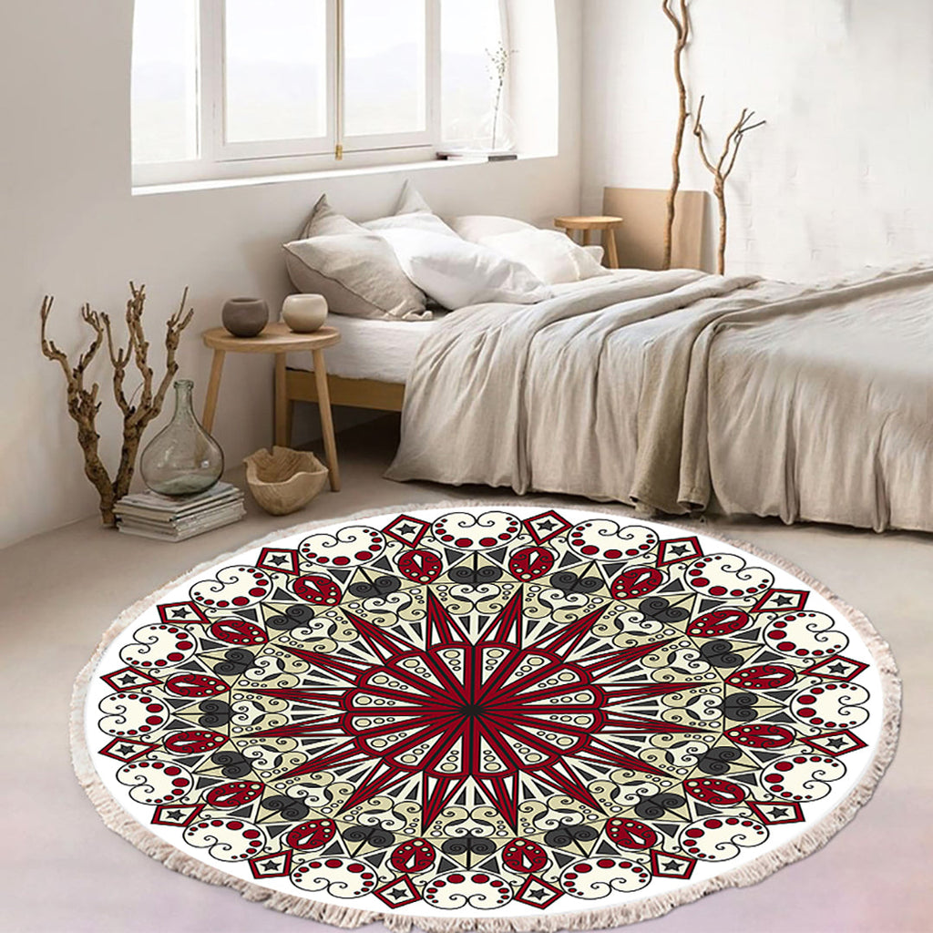 SOGA 2X 120cm Mandala Modern Ethnic Tassel Print Anti-slip Doormat Home Decor