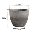 SOGA 2X 32cm Rock Grey Round Resin Plant Flower Pot in Cement Pattern Planter Cachepot for Indoor Home Office