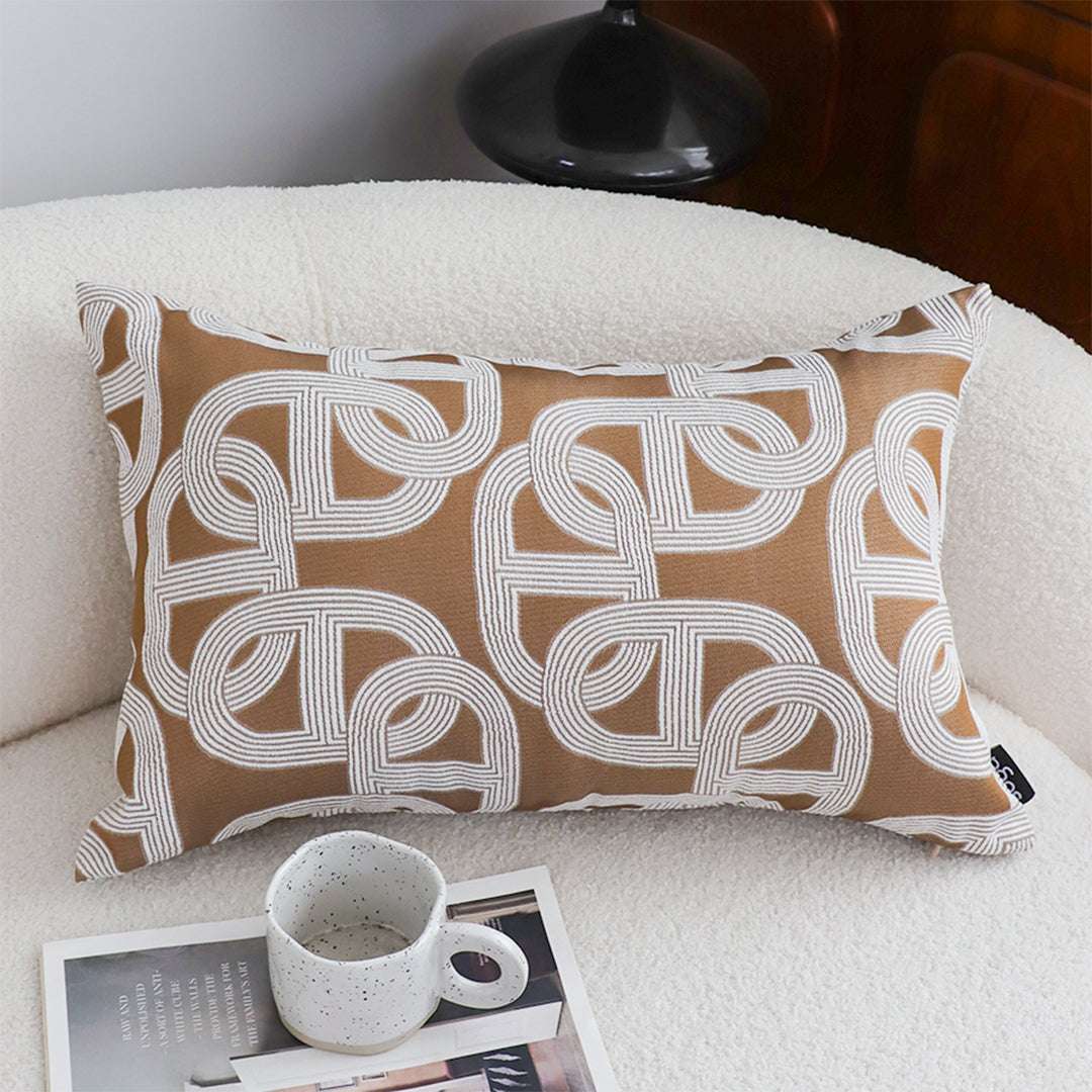SOGA 2X 35cm Artistic Camel Brown White Geometric Pattern Throw Pillow $ 142