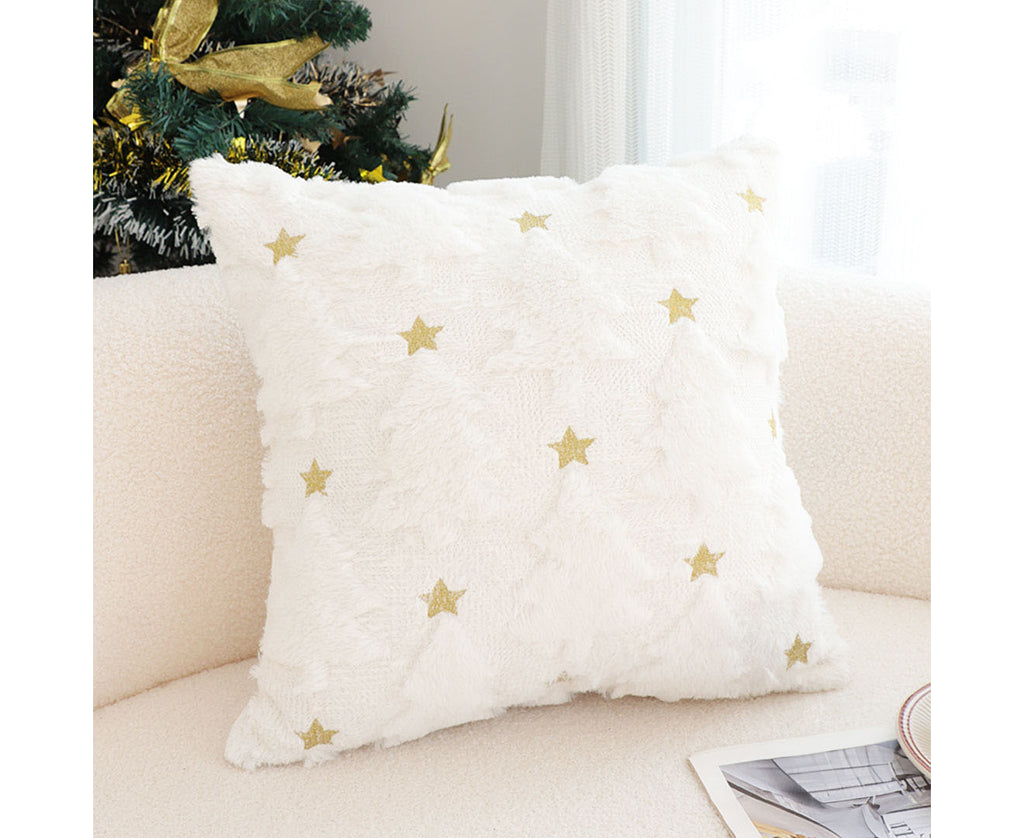 SOGA 45cm Celestial Cream Textured Gold Star Pattern Throw Pillow