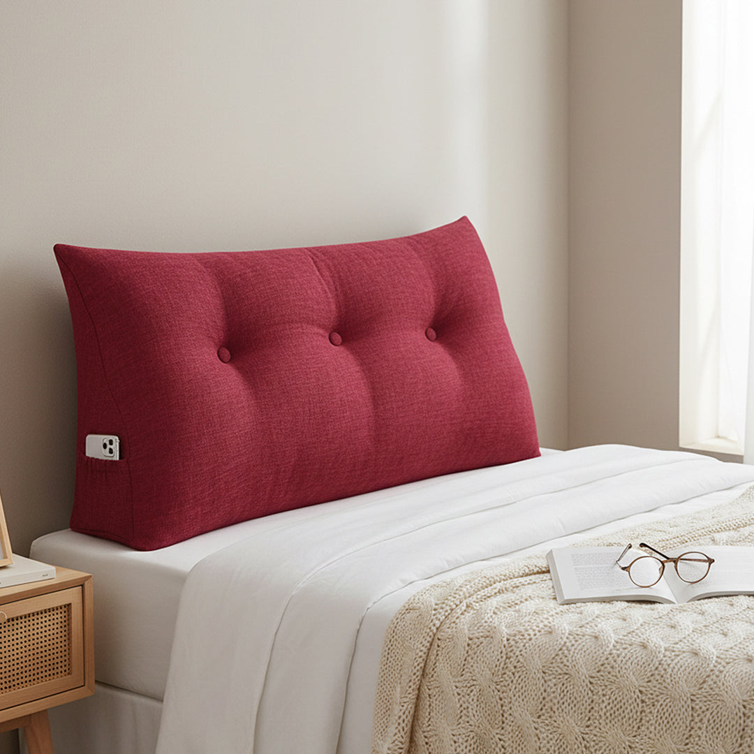 SOGA 100cm Rose Red Triangular Wedge Bed Pillow Headboard Backrest Bedside Tatami Cushion Home Decor