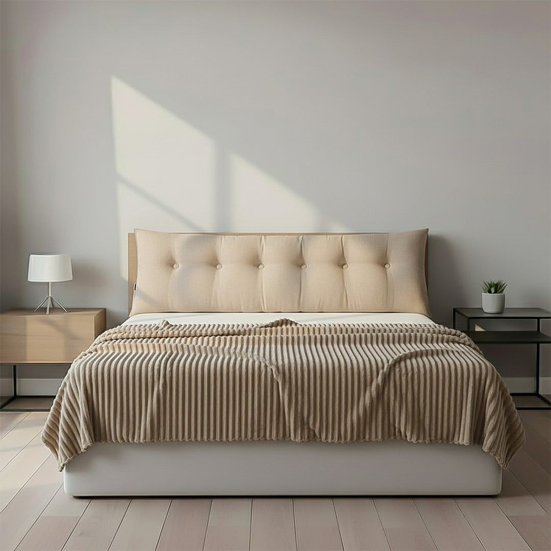 SOGA Home & Living Bundle – Beige Triangular Wedge Bed Pillow & Light Brown Flannel Throw