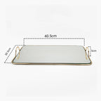 SOGA 40.5cm Gold Flat-Lay Mirror Glass Metal Tray Vanity Makeup Perfume Jewelry Organiser with Handles
