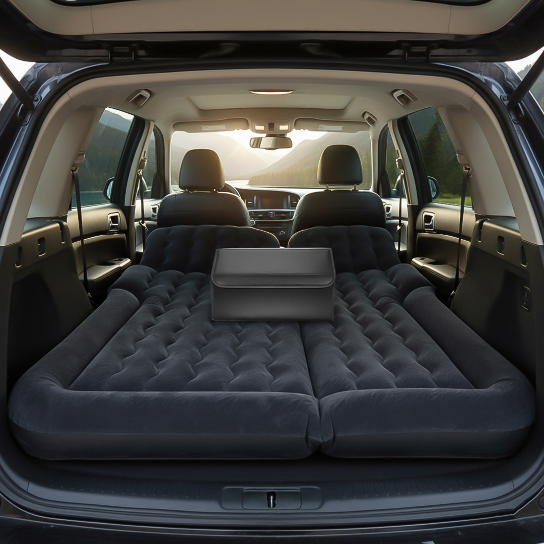 SOGA Car Bundle – Black Leather Trunk Cargo Organizer & Inflatable Boot Mattress