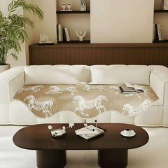 SOGA Four-Seater Beige Horse Print 90x260cm Throw Blanket Sofa Cover $ 144