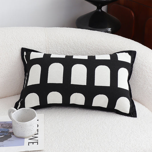 SOGA 30cm Contemporary Black White Geometric Pattern Throw Pillow