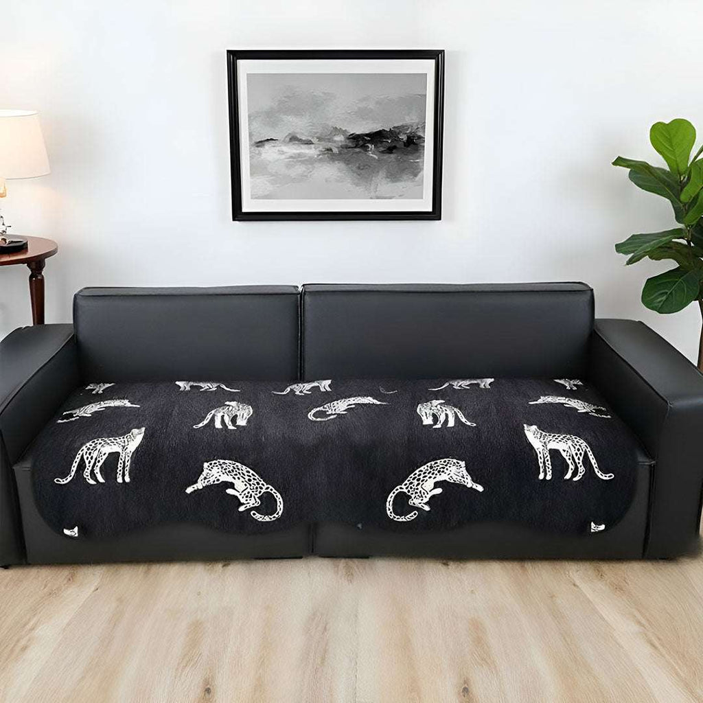 SOGA Two-Seater Black Leopard Print 90x160cm Throw Blanket Sofa Cover $ 93