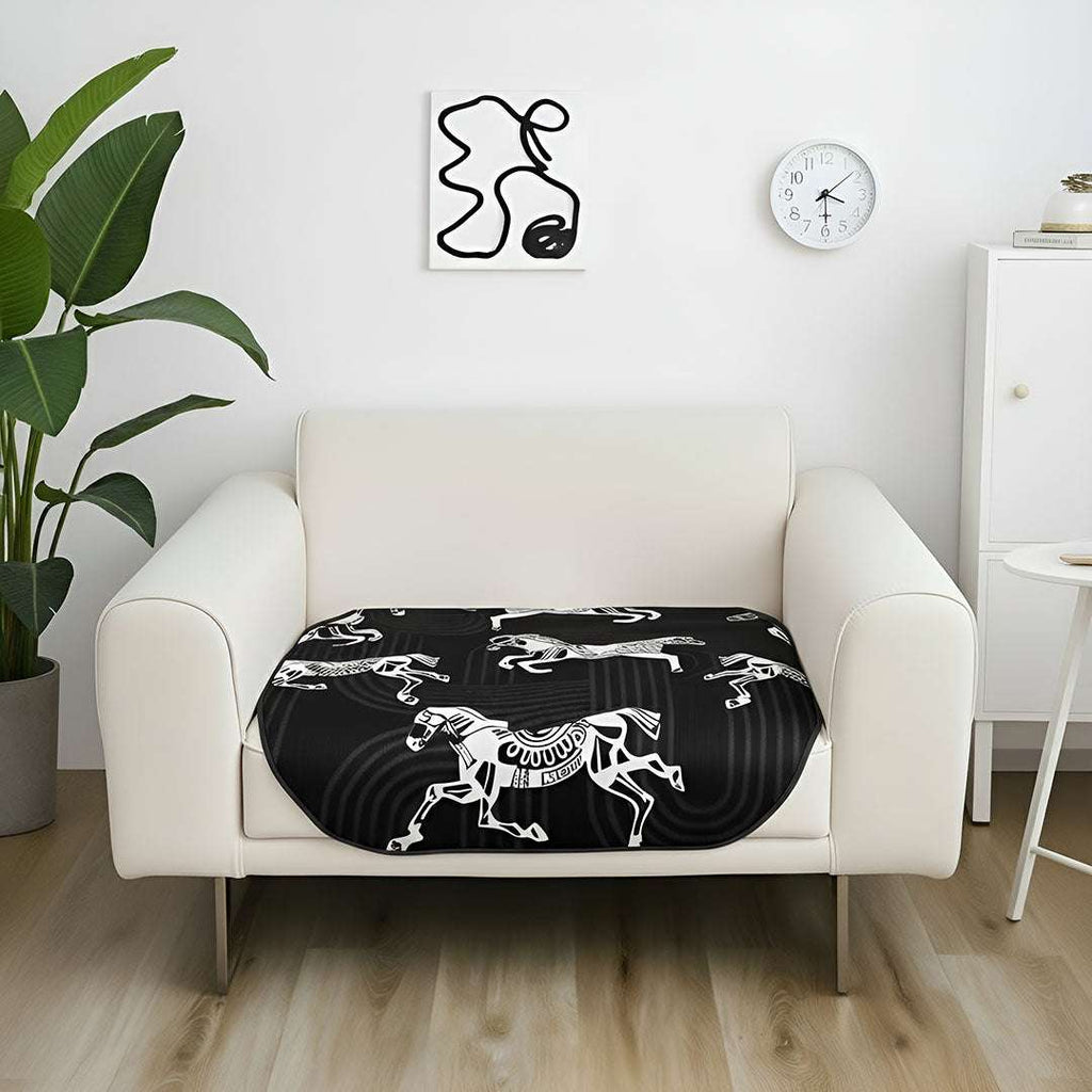 SOGA One-Seater Black Horse Print 90x90cm Throw Blanket Sofa Cover $ 91