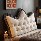 SOGA 90cm Crown Pillow Tufted Cream Headboard Cushion for Bed