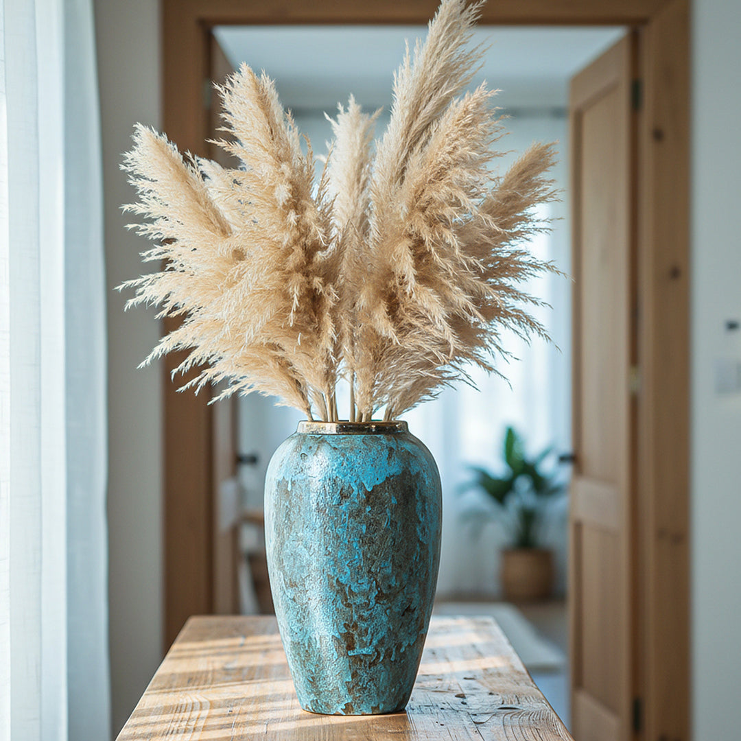 SOGA 30x19cm Light Blue Medium Ceramic Flower Vase Elegant Living Room Home Decor