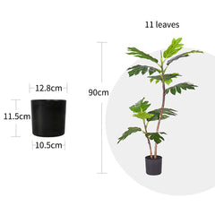 SOGA 4X 90cm 2-Trunk Artificial Natural Green Split-Leaf Philodendron Tree Fake Tropical Indoor Plant Home Office Decor