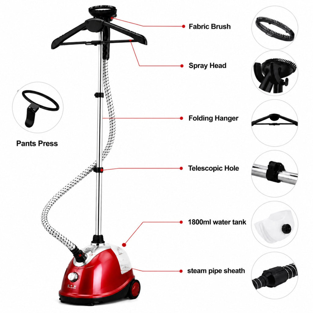 SOGA Garment Steamer Portable Cleaner Steam Iron Red