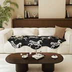 SOGA Four-Seater Black Horse Print 90x260cm Throw Blanket Sofa Cover $ 144