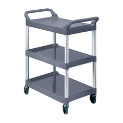 SOGA 3 Tier Food Trolley Portable Kitchen Cart Multifunctional Big Utility Service with wheels 830x420x950mm Gray