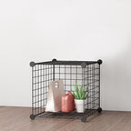 SOGA Black Portable Single Cube Storage Organiser Foldable DIY Modular Grid Space Saving Shelf
