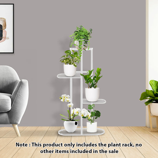 SOGA 4 Tier 5 Pots White Metal Plant Rack Flowerpot Storage Display Stand Holder Home Garden Decor