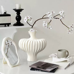 SOGA 28X30cm Ornament Large Matte White Vases Countertop Decoration Accessories Porch Crafts Home Decor