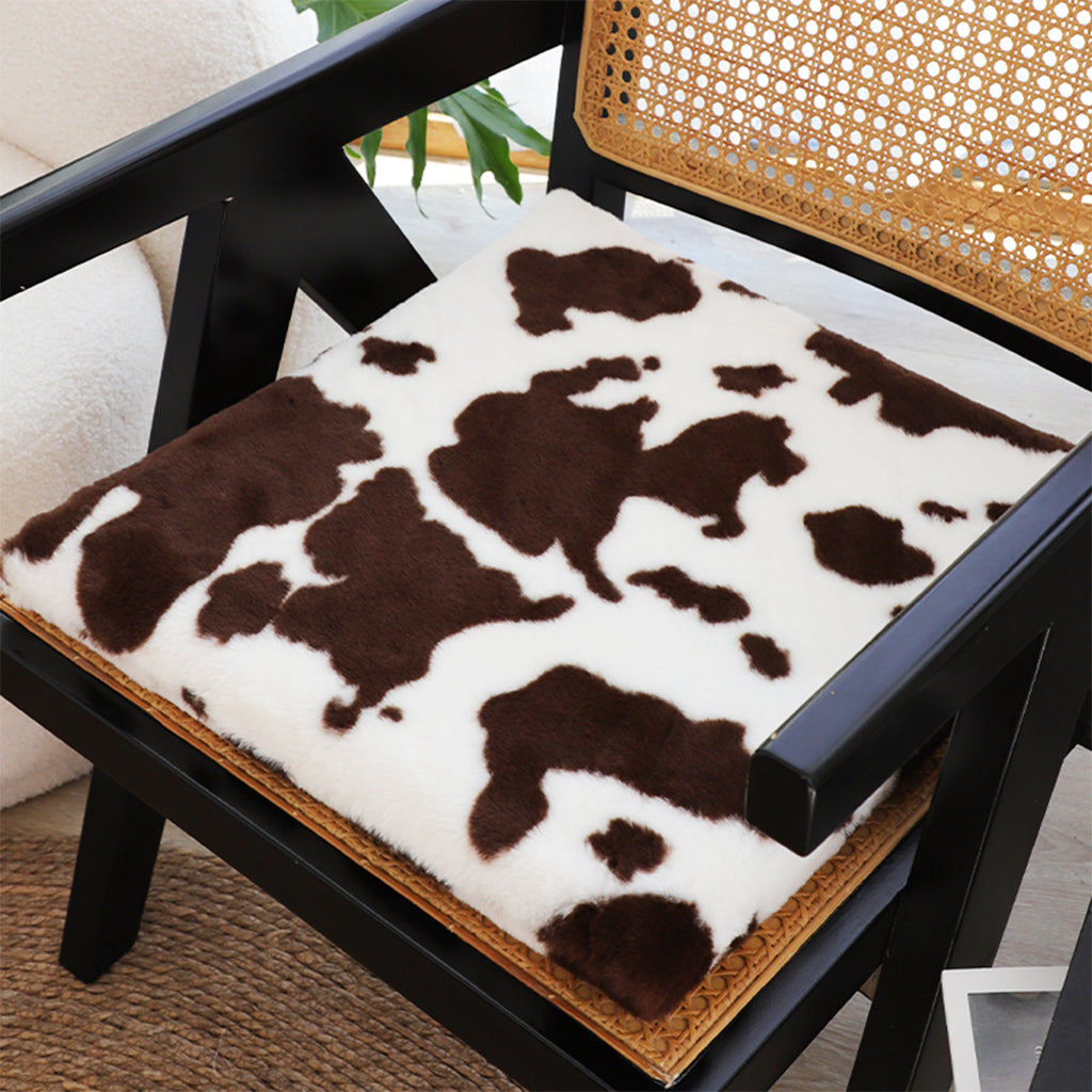 SOGA Coffee Cowhide Cushion – Soft Plush Backrest for Home & Office