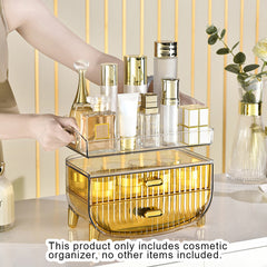 SOGA 2X 3 Tier Golden Yellow Multifunctional Countertop Cosmetic Storage Makeup Skincare Holder Jewelry Cabinet Bathroom Desk Drawer Vanity Organiser