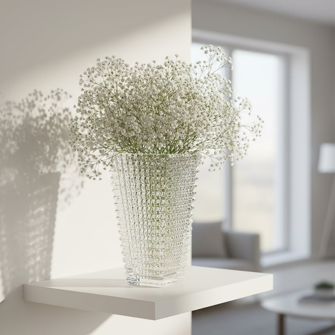 SOGA 22.5cm Handcrafted Clear Glass Vase Classic Design for Home Decor