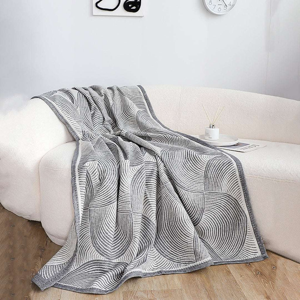 SOGA 2X Charcoal Gray Geometric Swirl Throw Blanket 130x180cm Polyester $ 155