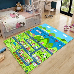 SOGA 2X 120cm Kids Rug Street Map Play Mat Educational Baby Theme Park Area Rugs