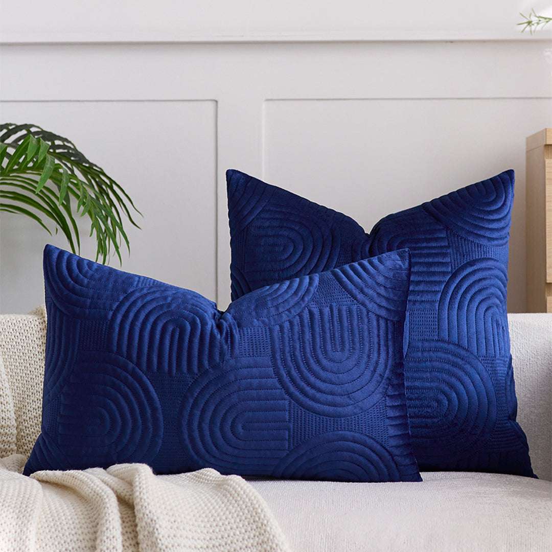 SOGA 2X 30cm Blue Textured Geometric Pattern Decorative Throw Pillow $ 119