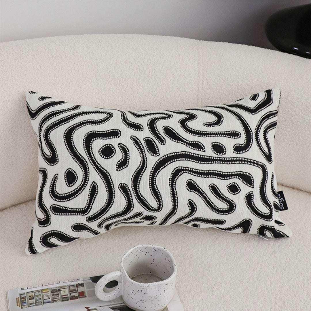 SOGA 2X 30cm Black White Abstract Swirl Pattern Decorative Throw Pillow $ 140