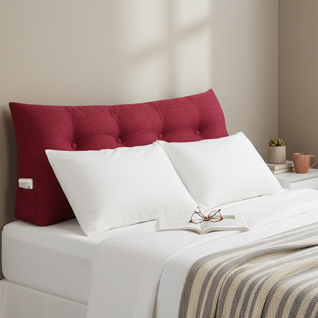 SOGA 120cm Rose Red Triangular Wedge Bed Pillow Headboard Backrest Bedside Tatami Cushion Home Decor