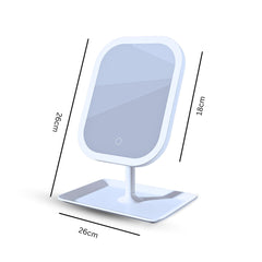 SOGA 2X 26cm White Squared Smart LED Makeup Bedroom Table Vanity Mirror Tricolor Adjustable Light w/ 5x Magnification