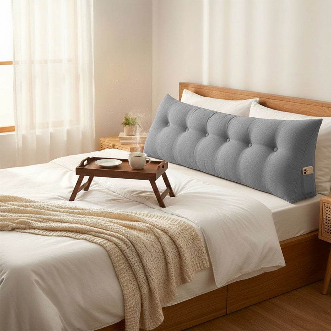 SOGA 4X 180cm Silver Triangular Wedge Bed Pillow Headboard Backrest Bedside Tatami Cushion Home Decor
