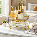 SOGA 2X 3 Tier Transparent Multifunctional Countertop Cosmetic Storage Makeup Skincare Holder Jewelry Cabinet Bathroom Desk Drawer Vanity Organiser