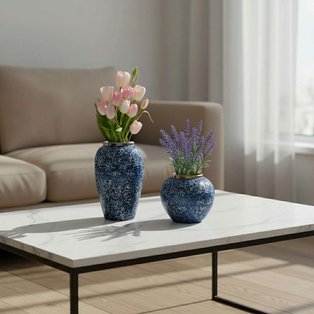SOGA Home & Living Bundle – Blue with White Mini Floral Ceramic Vases for Elegant Home Decor $ 161
