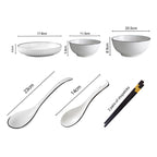 SOGA White Japanese Style Ceramic Dinnerware Crockery Soup Bowl Plate Server Kitchen Home Decor Set of 5