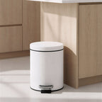 SOGA 4X Foot Pedal Stainless Steel Rubbish Recycling Garbage Waste Trash Bin Round 7L White