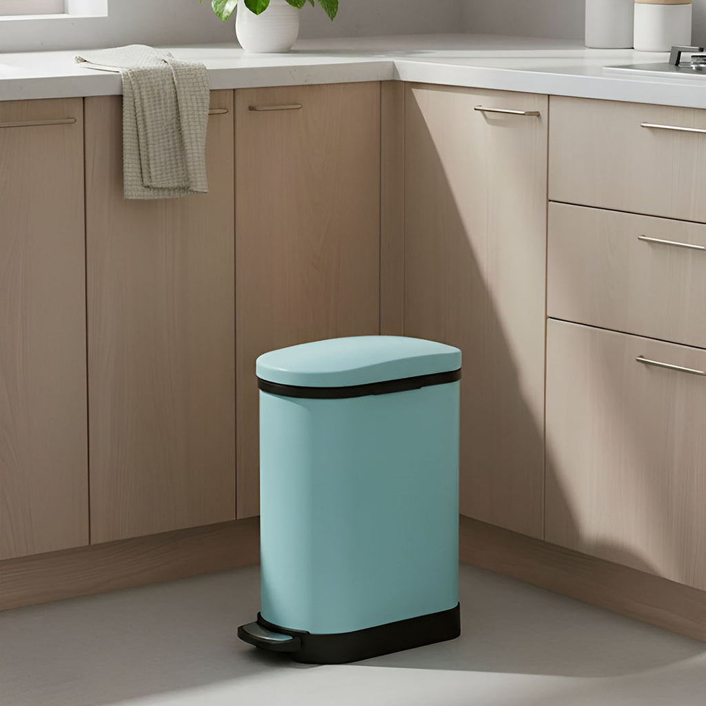 SOGA Foot Pedal Stainless Steel Rubbish Recycling Garbage Waste Trash Bin 10L U Blue