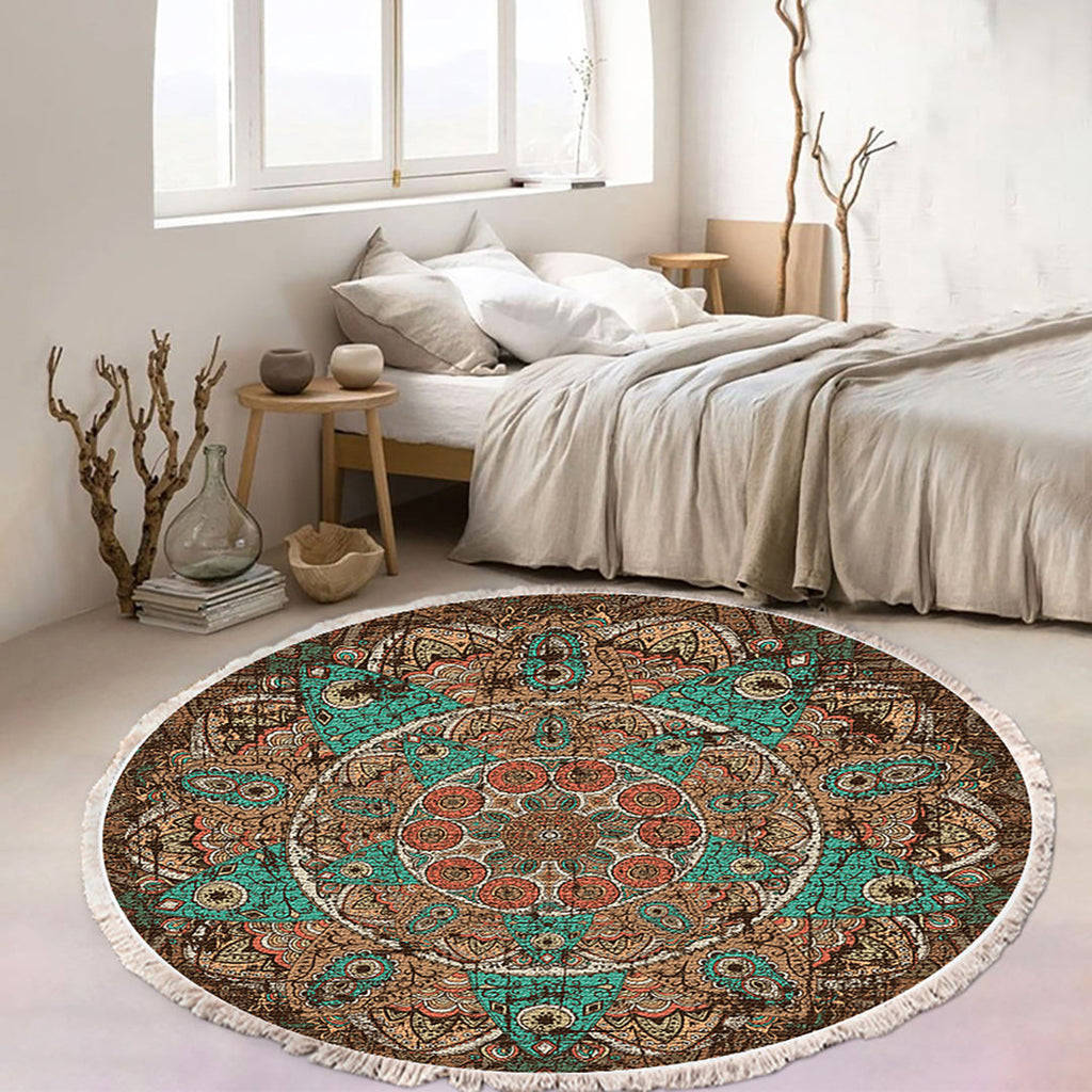 SOGA 2X 90cm Mandala Round Area Thick Anti-slip Doormat Home Decor