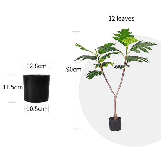 SOGA 90cm Artificial Natural Green Split-Leaf Philodendron Tree Fake Tropical Indoor Plant Home Office Decor