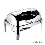 SOGA 6.5L Stainless Steel Double Soup Tureen Bowl Station Roll Top Buffet Chafing Dish Catering Chafer Food Warmer Server
