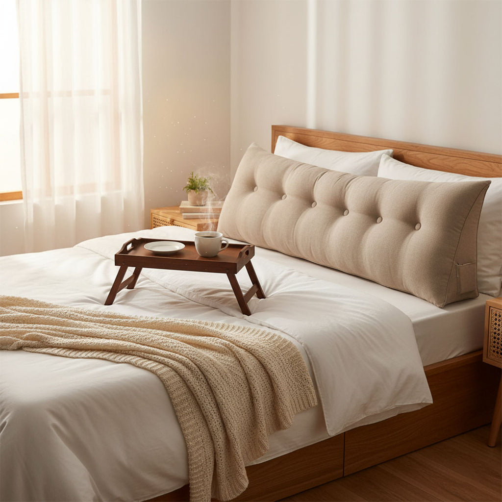 SOGA 4X 180cm Beige Triangular Wedge Bed Pillow Headboard Backrest Bedside Tatami Cushion Home Decor