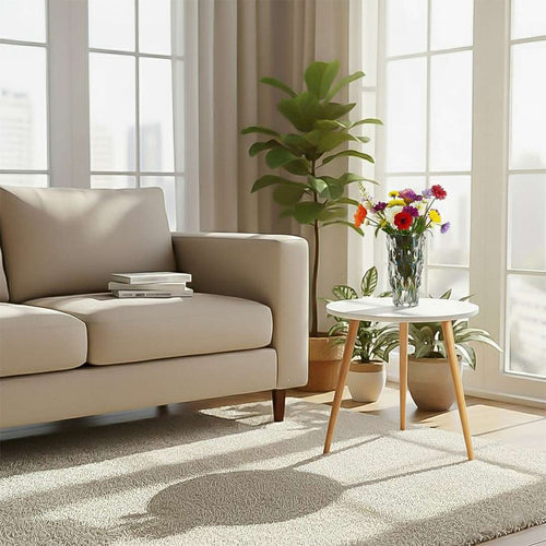 SOGA Home & Living Bundle – White Side Coffee Table & Clear Glass Vase for Modern Home Decor $ 123