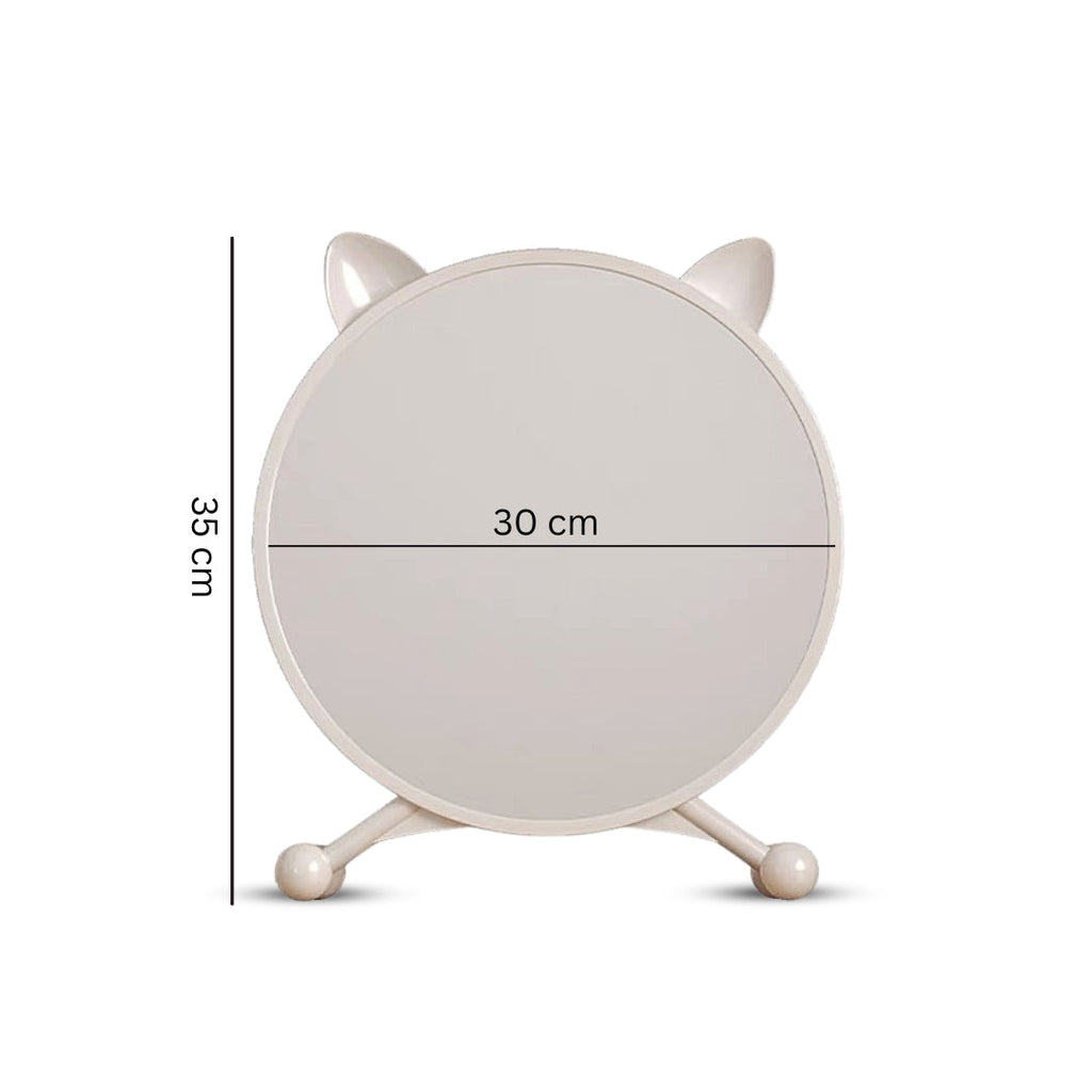 SOGA 2X 30cm White Smart Makeup Bedroom Table Mirror Cat Ear Style No LED Light