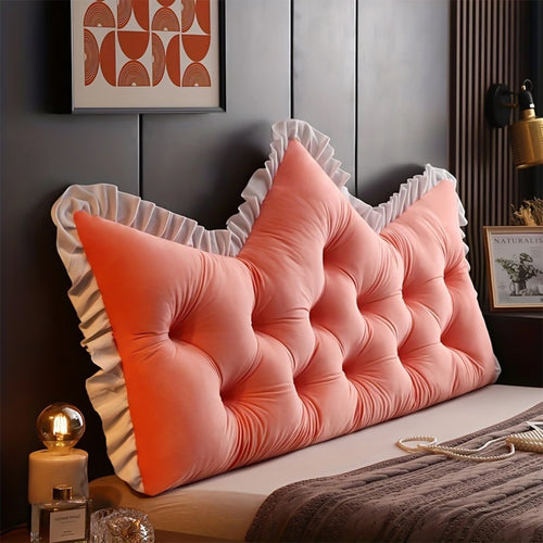 SOGA 2x120cm Crown Pillows Tufted Pink Headboard Cushion Set